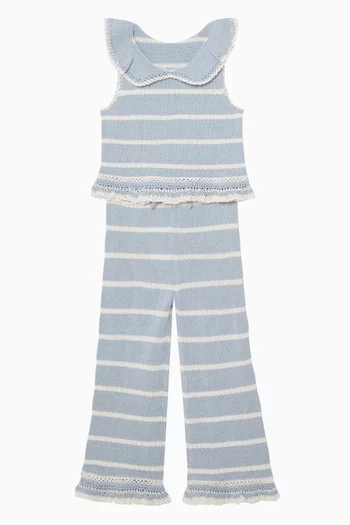 Junior Girl Indra Striped Knit Pants in Cotton-blend