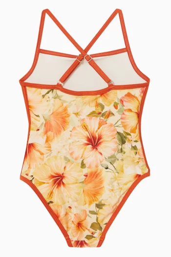 Junior Girl Mahon Contrast Cross Back One-piece Swimsuit