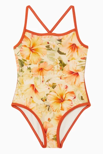 Junior Girl Mahon Contrast Cross Back One-piece Swimsuit