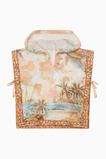 Junior Girl Mahon Hooded Poncho in Cotton