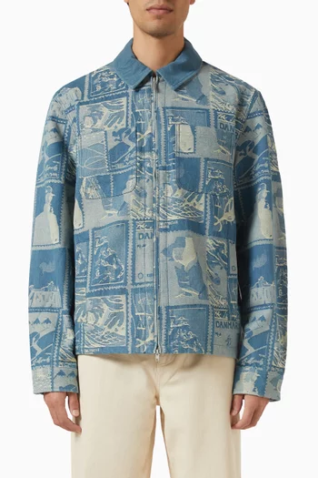 Stamp Jacquard Jacket in Cotton-blend