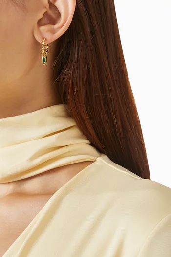 Molten Gemstone Charm Drop Earrings in 18kt Gold-plated Brass