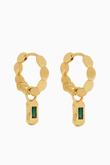 Molten Gemstone Charm Drop Earrings in 18kt Gold-plated Brass