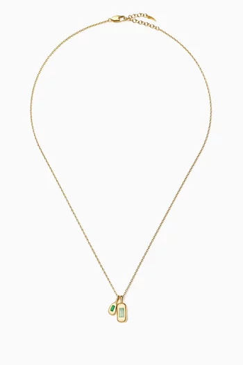 Molten Gemstone Bean Pendant Necklace in 18kt Gold-plated Brass