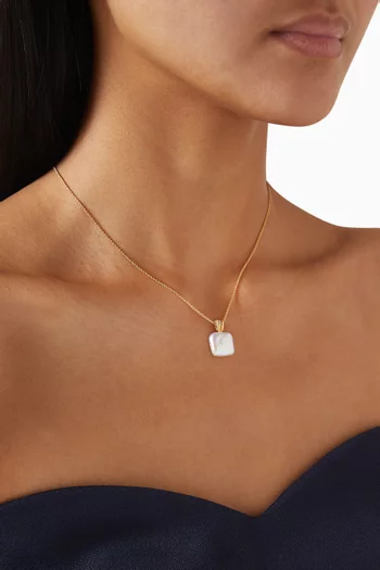 Baya Square Pearl Pendant Necklace in 18kt Gold-Plated Vermeil Silver