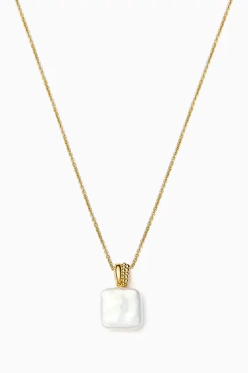 Baya Square Pearl Pendant Necklace in 18kt Gold-Plated Vermeil Silver