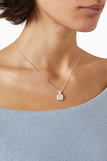 Baya Square Pearl Pendant Necklace in Recycled Sterling Silver plating