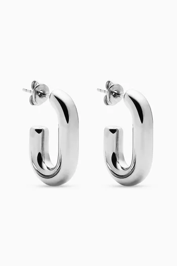 Chubby Oval Small Hoops in Platinum-plated Steel