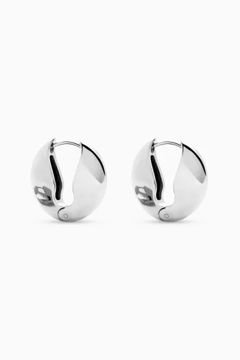 Small Pebble Hoop Earrings in Platinum-plated Steel
