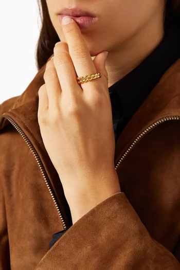 Molten Olive Stacked Ring in 18kt Gold-plated Brass