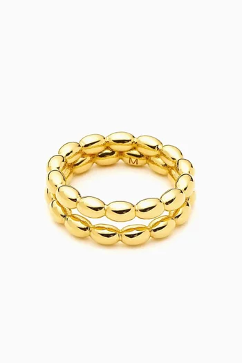 Molten Olive Stacked Ring in 18kt Gold-plated Brass