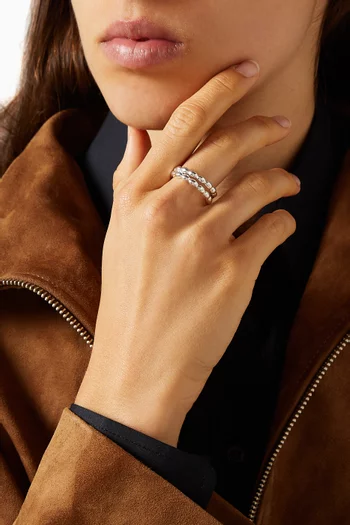 Molten Olive Stacked Ring in Sterling Silver-plated Brass