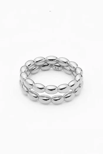 Molten Olive Stacked Ring in Sterling Silver-plated Brass