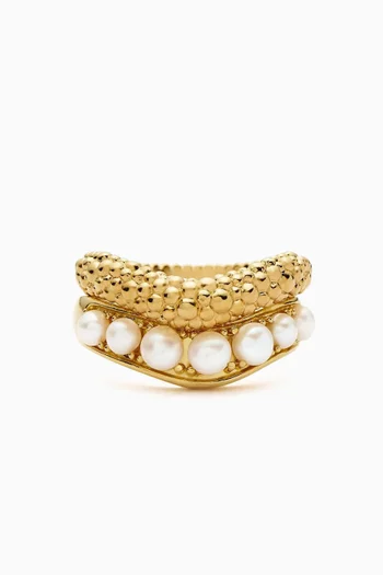 Pearl Baya Stacked Ring Set in 18kt Recycled Gold-Plated Brass
