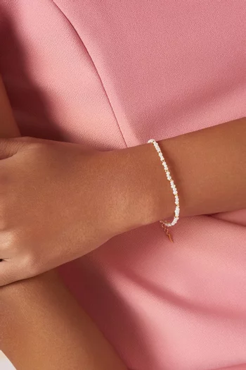 Micro Pearl Beaded Bracelet in 18kt Gold-Plated Gold Brass