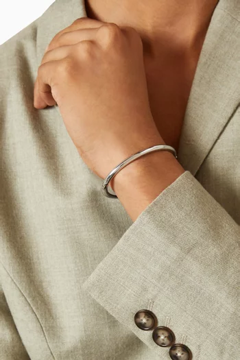 Classic Round Hinged Bangle in Platinum-plated Steel