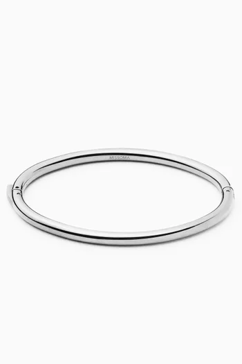 Classic Round Hinged Bangle in Platinum-plated Steel