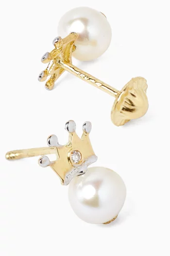 Diamond & Pearl Earrings in 18kt Gold