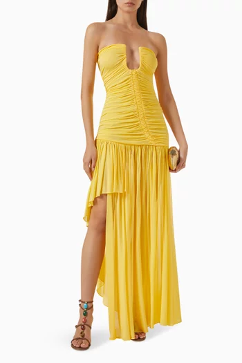 Arced Orion Strapless Gown in Rayon Blend