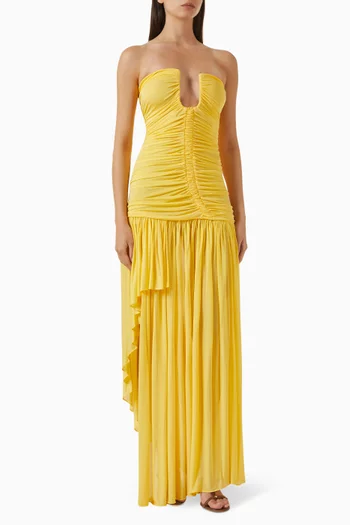 Arced Orion Strapless Gown in Rayon Blend