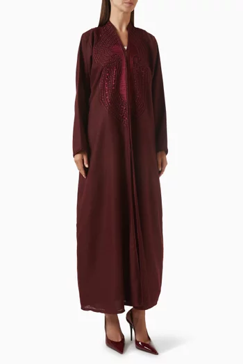 3D Embroidered Abaya in Linen