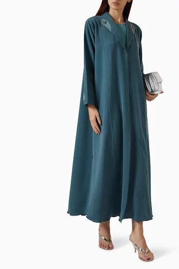 Quilted Panel Structured Coat Abaya in Textured Jacquard