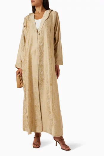 Laser Cutwork Stone-embellished Abaya in Nada