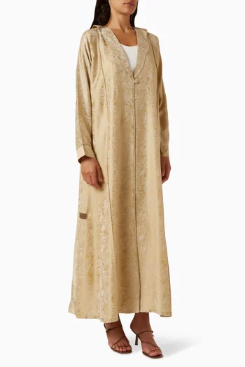 Laser Cutwork Stone-embellished Abaya in Nada