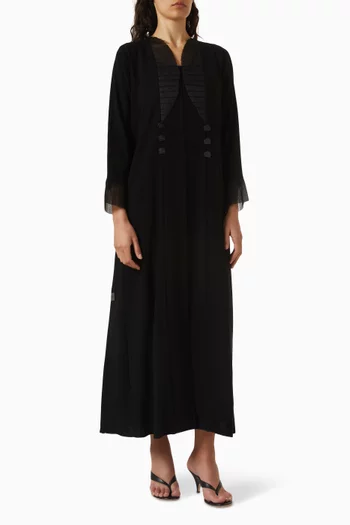 Pleated Panel Abaya in Crepe & Tulle
