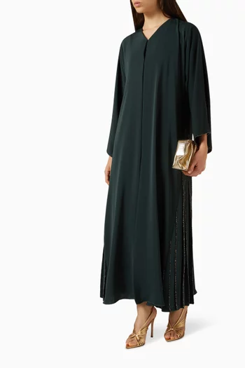 Crochet & Beaded Embroidered Abaya in Nada