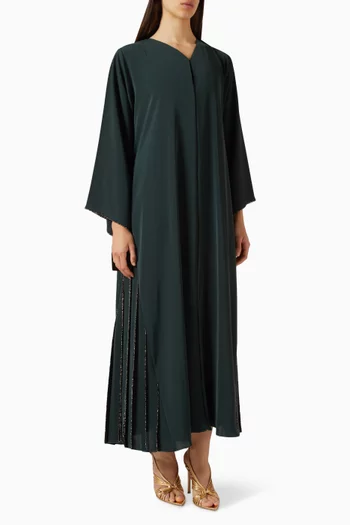 Crochet & Beaded Embroidered Abaya in Nada
