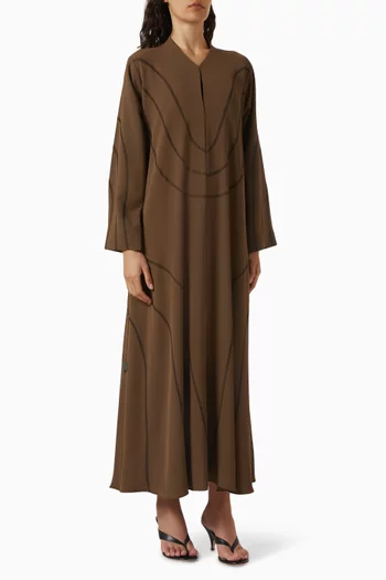 Thread Embroidered Abaya in Nada