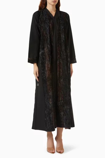 Textured Flare Abaya in Crepe & Velvet