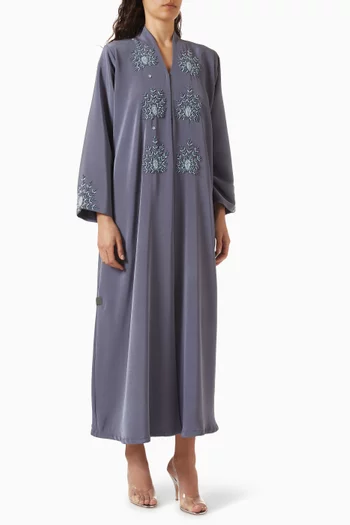 Bead-embellished Abaya in Satin-crepe