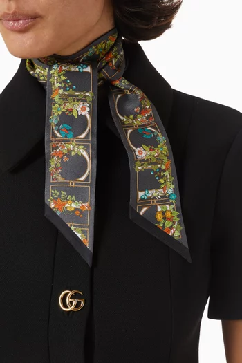Floral-print Ribbon in Silk-twill