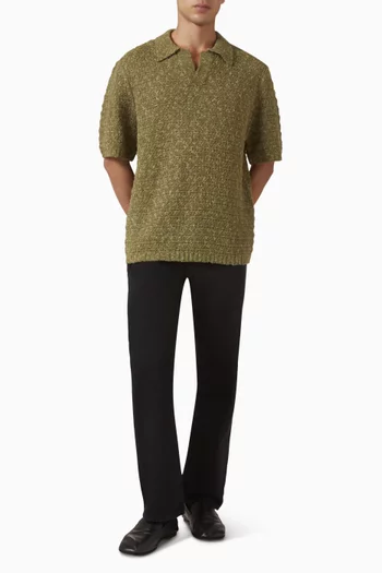 Saperry Knit Polo Shirt in Cotton & Linen