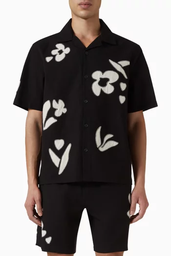 Didcot Abstract Appliqué Shirt in Cotton & Linen