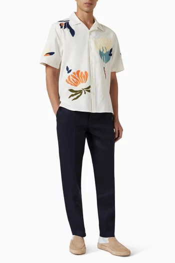 Didcot Flower Embroidered Shirt in Cotton & Linen
