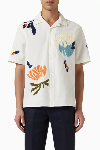 Didcot Flower Embroidered Shirt in Cotton & Linen