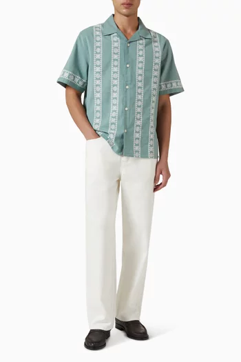 Didcot Embroidered Shirt in Cotton & Linen