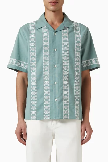 Didcot Embroidered Shirt in Cotton & Linen