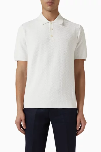 Naples Retro Diamond Knitted Polo Shirt in Cotton-blend