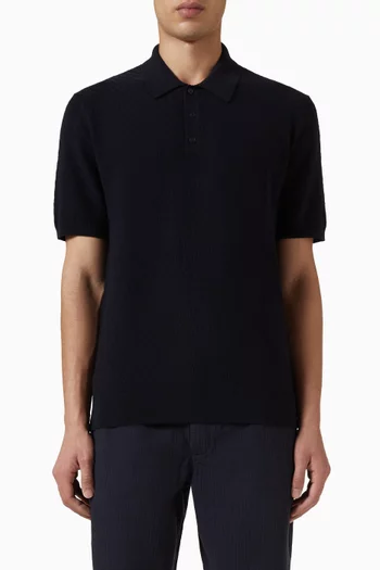 Naples Retro Diamond Knitted Polo Shirt in Cotton-blend