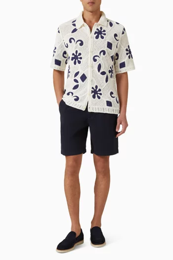 Porto Doodle Crochet Knitted Shirt in Cotton