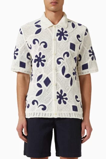 Porto Doodle Crochet Knitted Shirt in Cotton