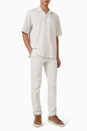 Camp-collar Shirt in Cotton Poplin