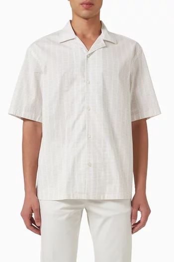Camp-collar Shirt in Cotton Poplin
