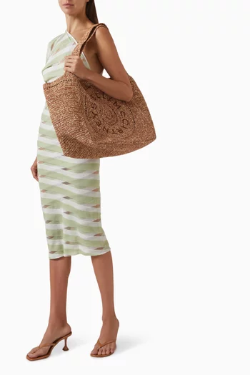 Large Logo Tote Bag in Crochet Raffia