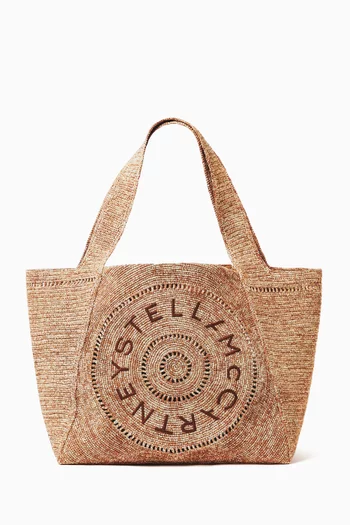 Large Logo Tote Bag in Crochet Raffia