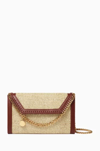 Falabella Wallet Crossbody Bag in Raffia